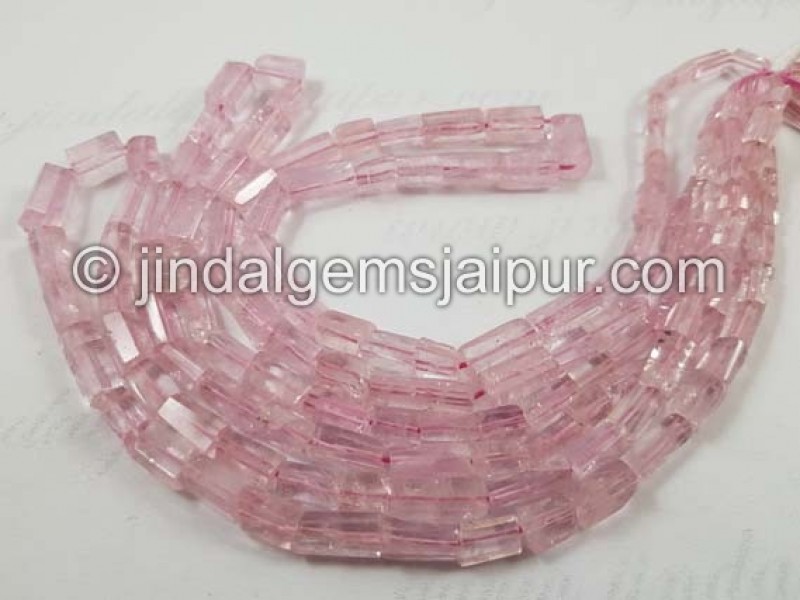 Pink Morganite Step Cut Cylinder Beads